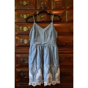 Blue and White Embroidered Dress